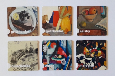 Coaster set with still-lifes